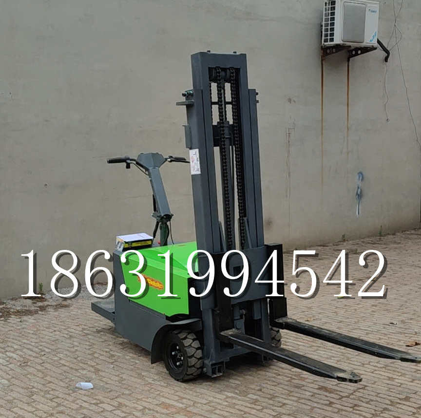 邓州市优程全电动叉车插腿式堆高车液压装卸车1.5吨升高小型站驾式铲车